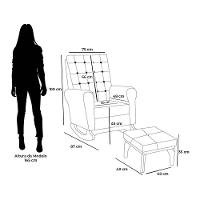 Poltrona De Amamentação E Descanso Paris Com Base Balanço E Puff Veludo Bege - Desk Design