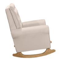 Poltrona De Amamentação E Descanso Paris Com Base Balanço E Puff Veludo Bege - Desk Design - 5