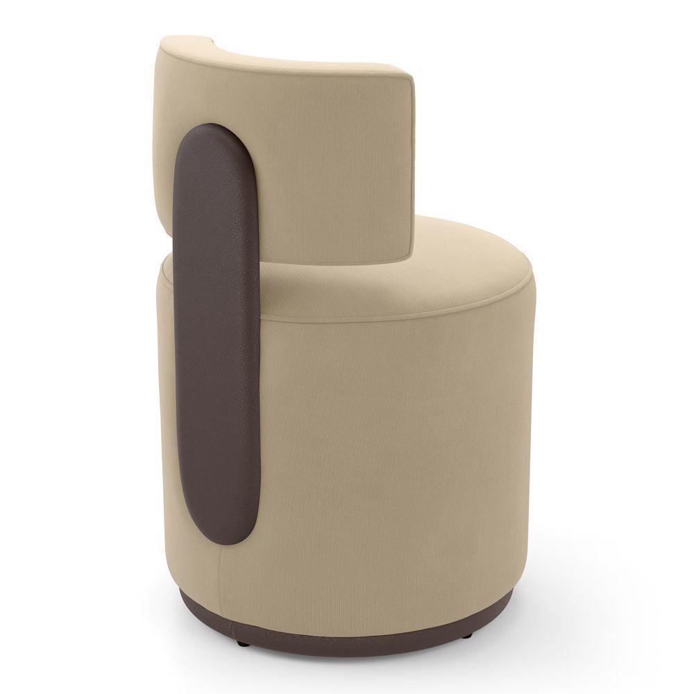 Kit 02 Puffs Decorativos Orgânicos Melis Veludo Bege Sintético Marrom - Desk Design - 6