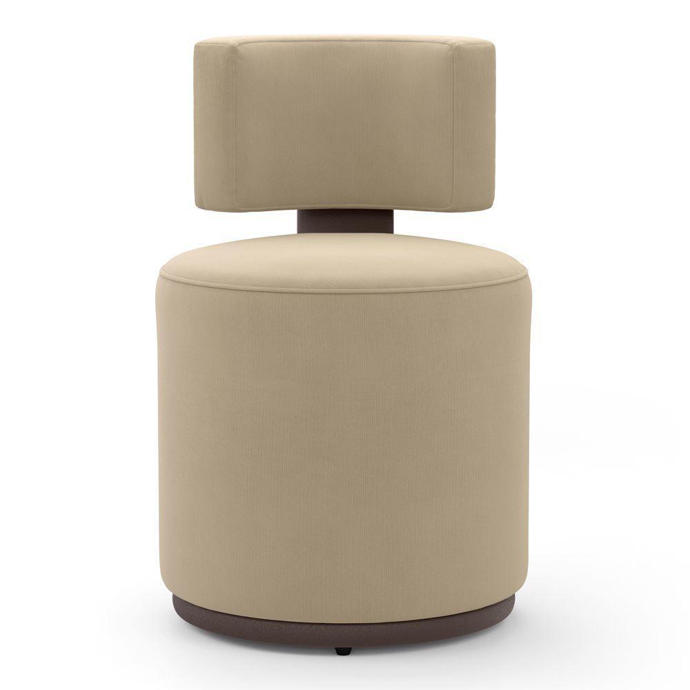 Kit 02 Puffs Decorativos Orgânicos Melis Veludo Bege Sintético Marrom - Desk Design - 7