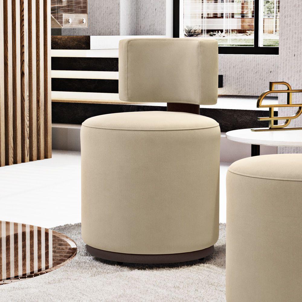 Kit 02 Puffs Decorativos Orgânicos Melis Veludo Bege Sintético Marrom - Desk Design - 9