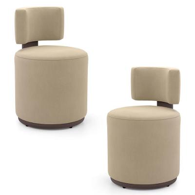 Kit 02 Puffs Decorativos Orgânicos Melis Veludo Bege Sintético Marrom - Desk Design