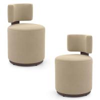 Kit 02 Puffs Decorativos Orgânicos Melis Veludo Bege Sintético Marrom - Desk Design - 1