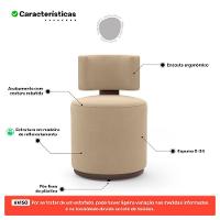 Kit 02 Puffs Decorativos Orgânicos Melis Veludo Bege Sintético Marrom - Desk Design - 3