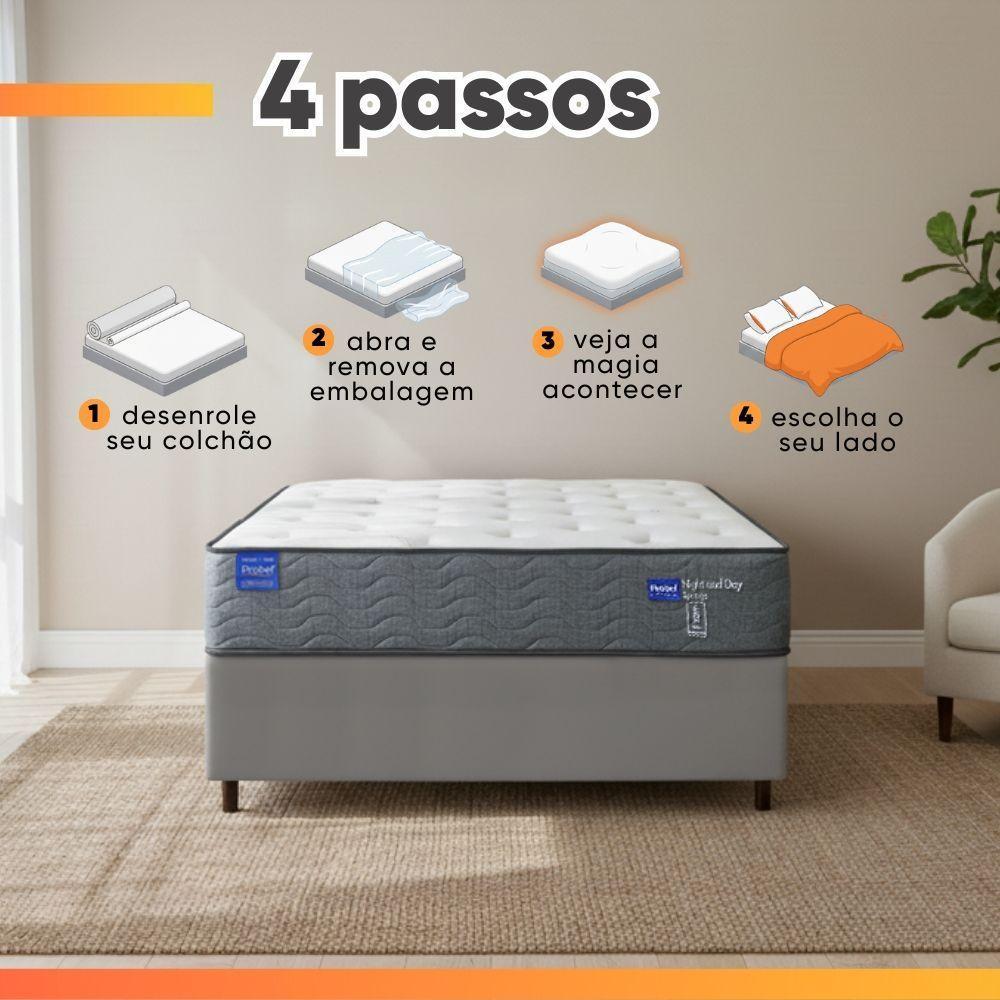 Colchão Casal Probel Molas Ensacadas 138x188x30 Day Springs A Vácuo Branco/cinza - 7
