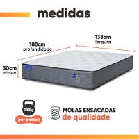 Colchão Casal Probel Molas Ensacadas 138x188x30 Day Springs A Vácuo Branco/cinza