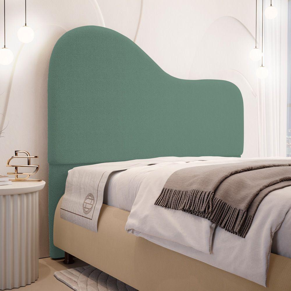 Cabeceira Orgânica Cama Box King Size Sea 195cm Com Frame Bouclé Verde Menta - Desk Design - 2