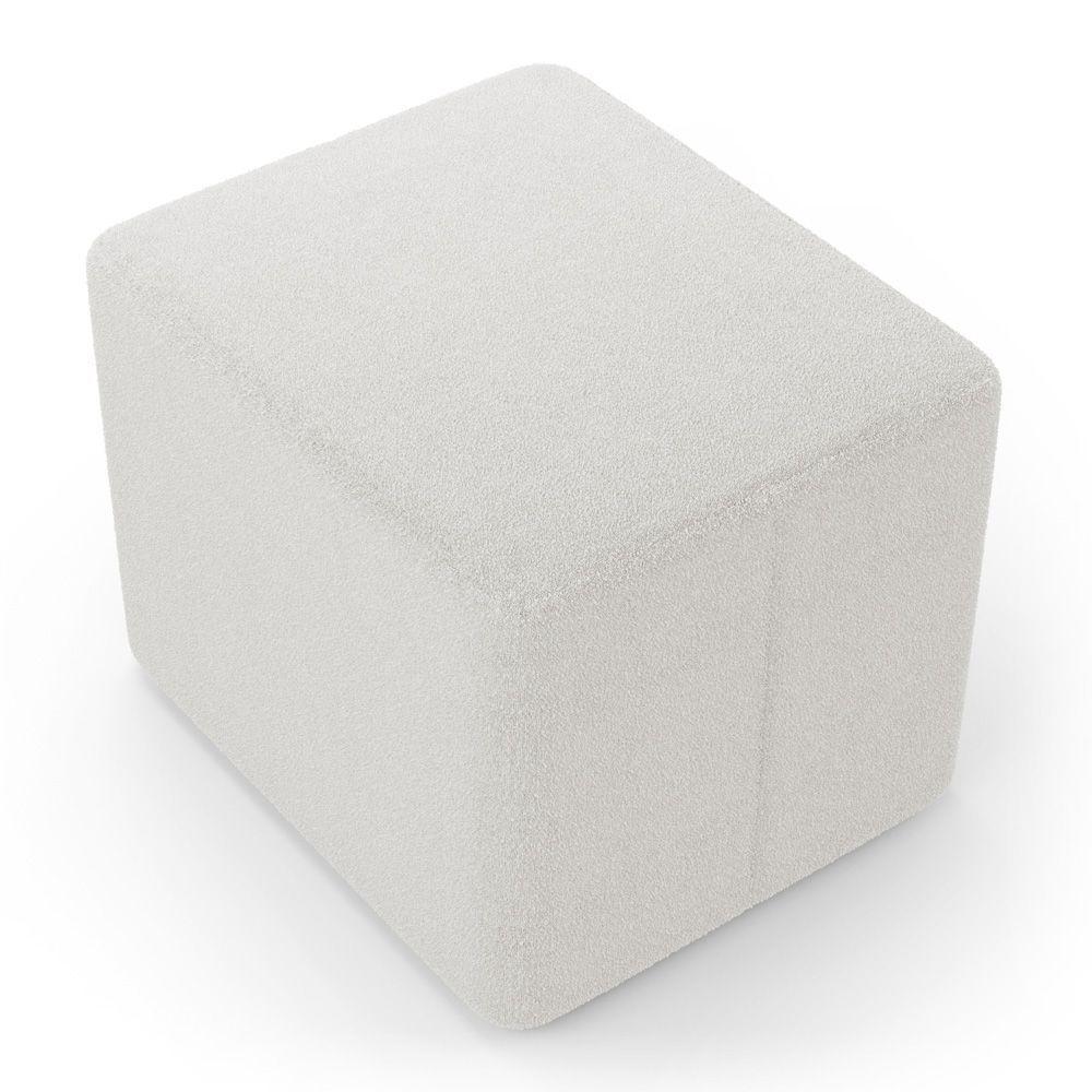 Puff Decorativo Living Yumi Retangular 60cm Bouclê Off White - Desk Design - 6