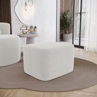 Puff Decorativo Living Yumi Retangular 60cm Bouclê Off White - Desk Design - 7