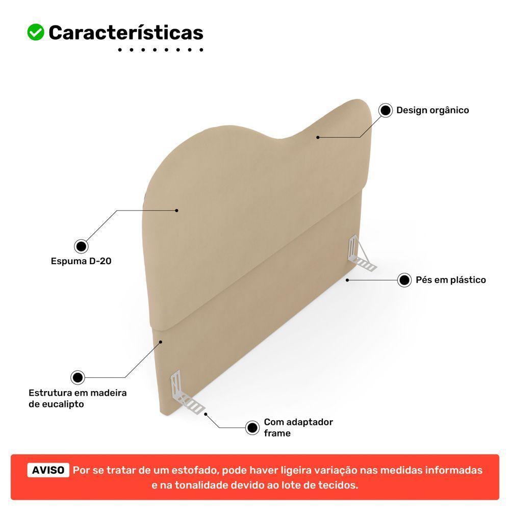 Cabeceira Orgânica Cama Box Casal Padrão Sea 140cm Com Frame Suede Bege - Desk Design - 3