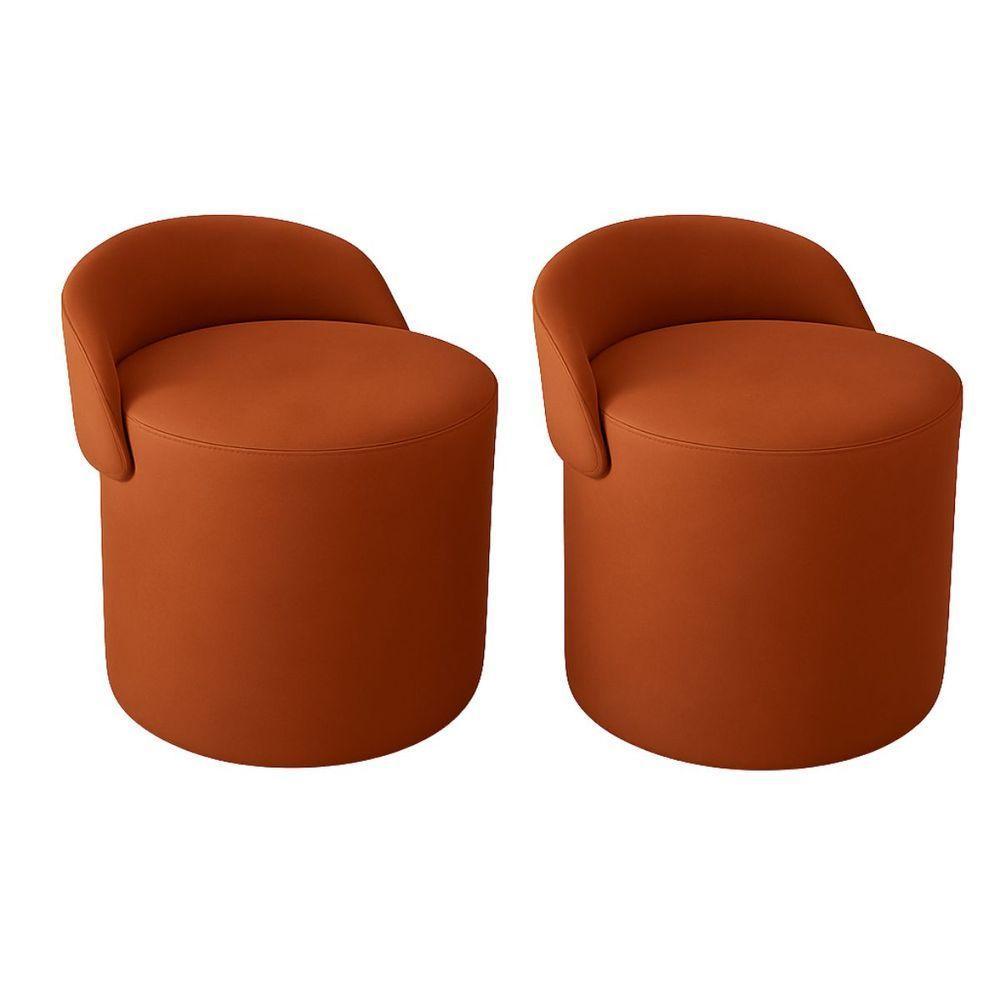 Kit 2 Puff Orgânico Encosto Suede Redondo Quarto Sala Estar Terracota - 1