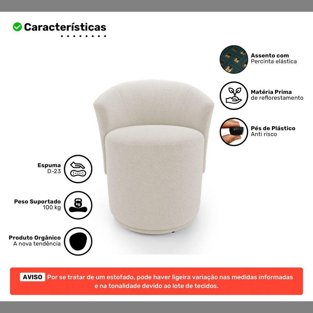 Kit 02 Poltronas Orgânicas Living Mavi Fixa Bouclê Creme - Desk Design - 3