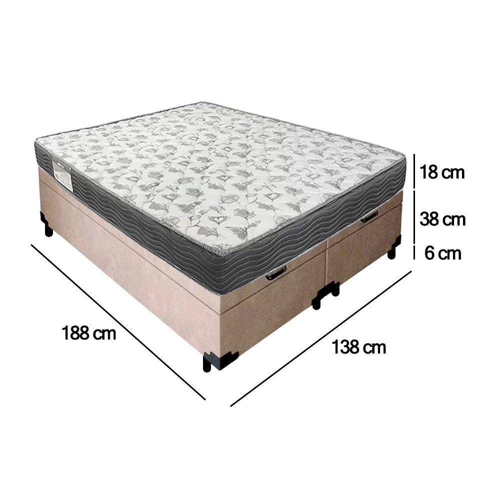 Cama Box Baú Casal Bipartido Suede + Colchão De Espuma D33 - Sereneprime - 138cm Bege - 4