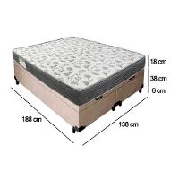 Cama Box Baú Casal Bipartido Suede + Colchão De Espuma D33 - Sereneprime - 138cm Bege