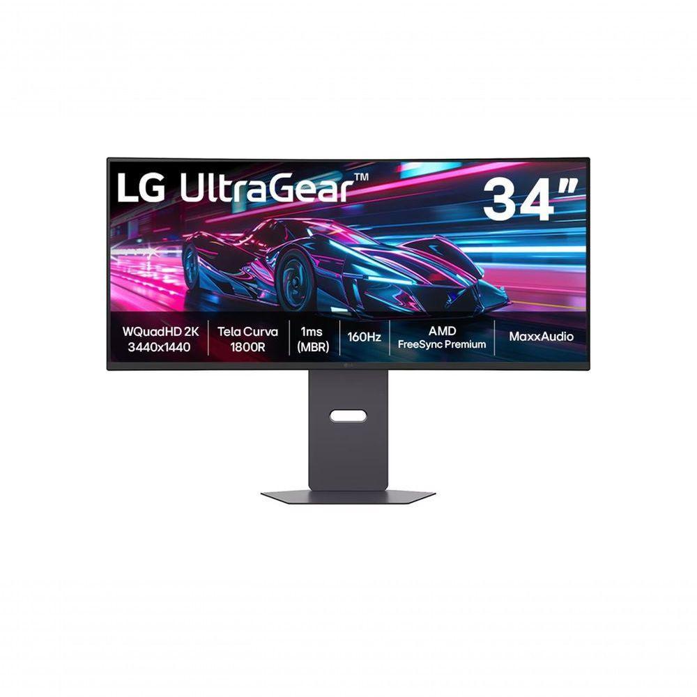 Monitor Gamer LG UltraGear Curvo 34G600A-B 34 QuadHD 2K, UltraWide 1800R, 160Hz, AMD FreeSync Premium, HDR10 - 1