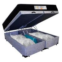 Cama Box Baú Casal Bipartido Suede + Colchão Molas Ensacadas Sereneprime Sonnolux 138x188x69 Cinza - 5