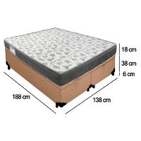 Cama Box Baú Casal Bipartido Sintético + Colchão De Espuma D33 - Sereneprime - 138cm Bege