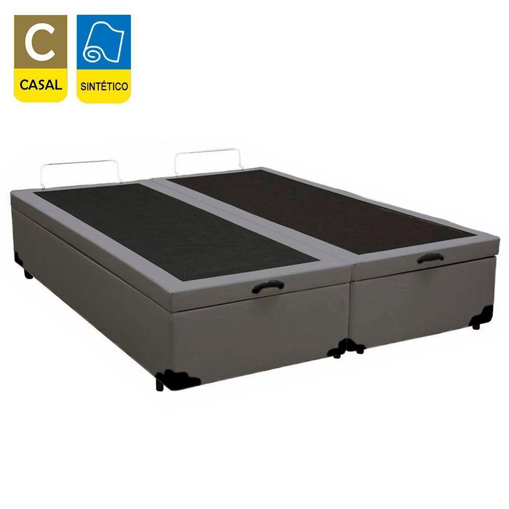Cama Box Baú Casal Bipartido Sintético + Colchão De Espuma D33 - Sereneprime - 138cm Cinza - 4
