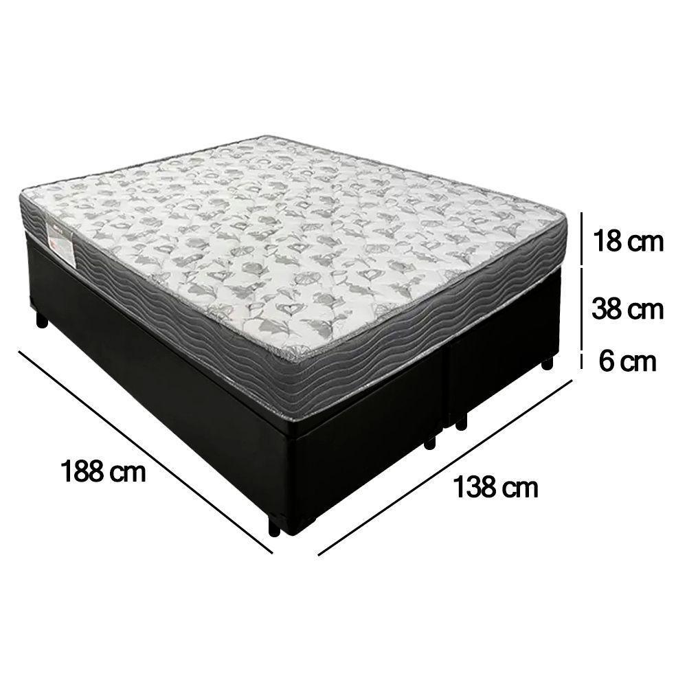 Cama Box Baú Casal Bipartido Sintético + Colchão De Espuma D33 - Sereneprime - 138cm Preto - 4