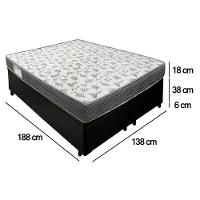 Cama Box Baú Casal Bipartido Sintético + Colchão De Espuma D33 - Sereneprime - 138cm Preto