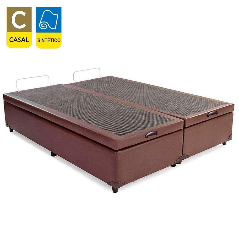 Cama Box Baú Casal Bipartido Sintético + Colchão De Espuma D33 - Sereneprime - 138cm Marrom - 5