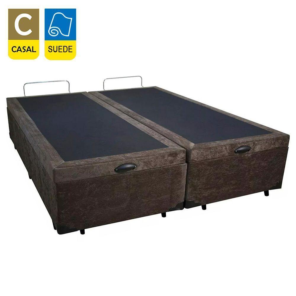 Cama Box Baú Casal Bipartido Suede + Colchão De Espuma D33 - Sereneprime - 138cm Marrom - 4
