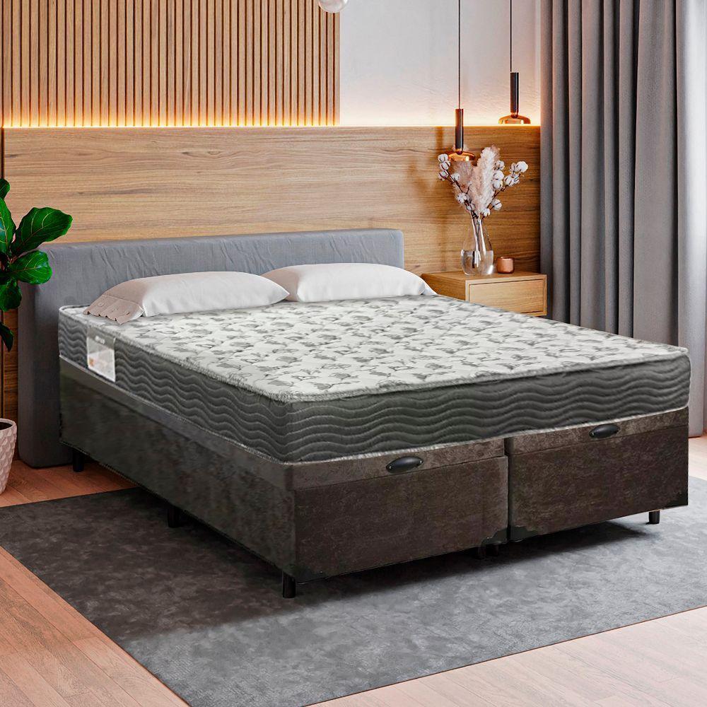 Cama Box Baú Casal Bipartido Suede + Colchão De Espuma D33 - Sereneprime - 138cm Marrom - 6