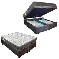Cama Box Baú Casal Bipartido Suede + Colchão De Espuma D33 - Sereneprime - 138cm Marrom - 1