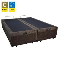Cama Box Baú Casal Bipartido Suede + Colchão De Espuma D33 - Sereneprime - 138cm Marrom