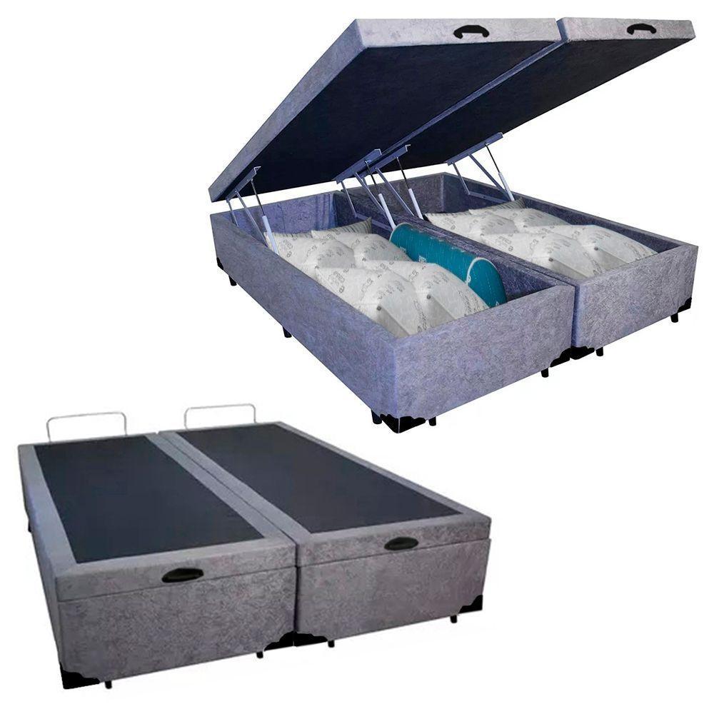 Cama Box Baú Casal Bipartido Suede + Colchão De Espuma D33 - Sereneprime - 138cm Cinza - 6
