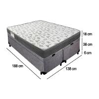 Cama Box Baú Casal Bipartido Suede + Colchão De Espuma D33 - Sereneprime - 138cm Cinza