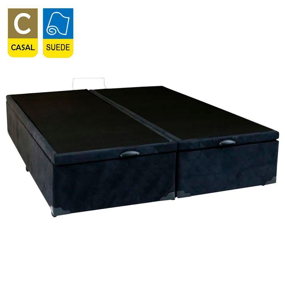 Cama Box Baú Casal Bipartido Suede + Colchão De Espuma D33 - Sereneprime - 138cm Preto - 5