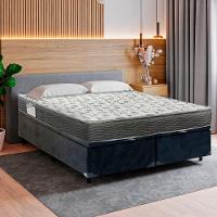 Cama Box Baú Casal Bipartido Suede + Colchão De Espuma D33 - Sereneprime - 138cm Preto - 2