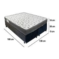Cama Box Baú Casal Bipartido Suede + Colchão De Espuma D33 - Sereneprime - 138cm Preto