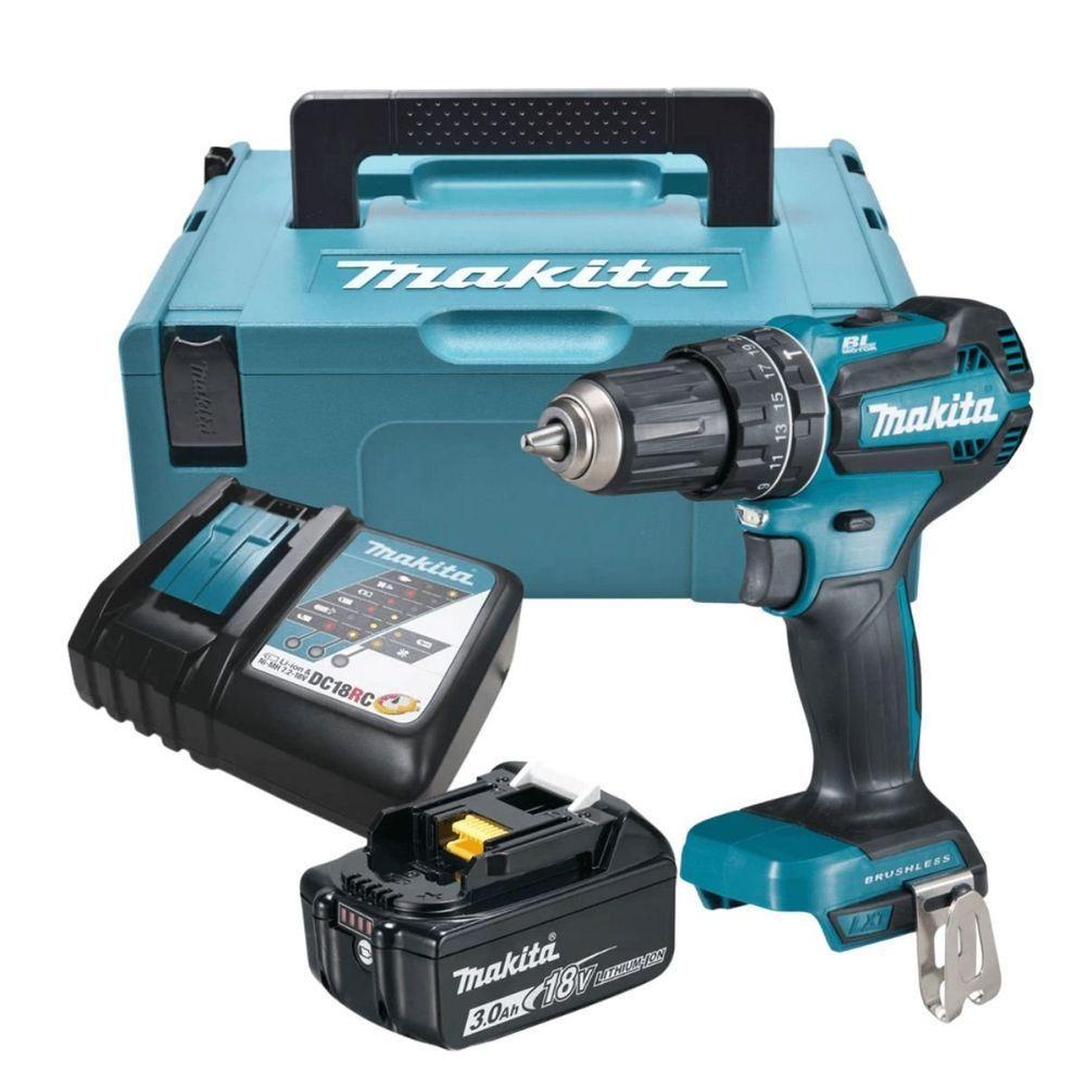 Combo Furadeira-parafusadeira Makita 18v Dhp485rf1j – Bateria 3ah, Carregador E Maleta Mak-pac único - 1