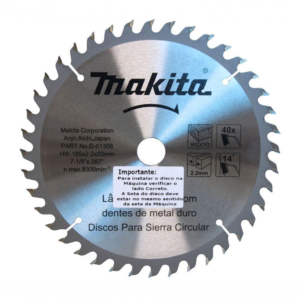 Disco De Serra Circular Para Madeira 7.1-4 185mm 40 Dentes Makita D-51356 - 1