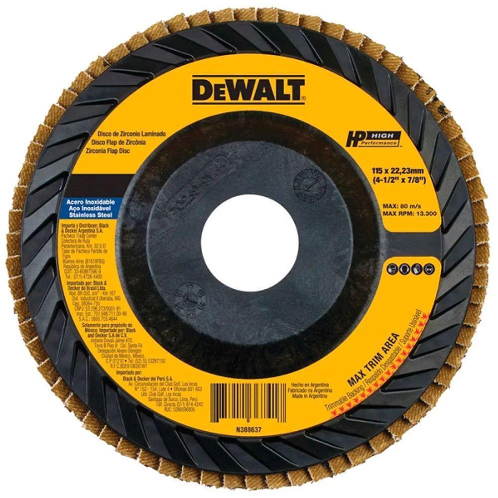 Disco De Lixa Flap 4.1-2 115x22mm P-metais E Inox Dewalt Dw8308p-ar Grão 60 - 1