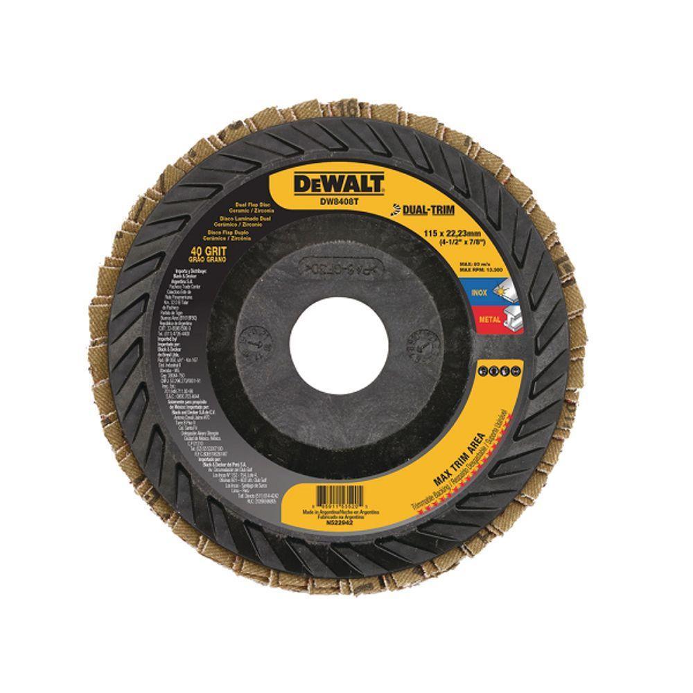 Disco De Lixa Flap 4.1-2 X 22mm Para Metais-inox Dewalt Dw8408t Grão 40 Kit 10 Unidades - 1