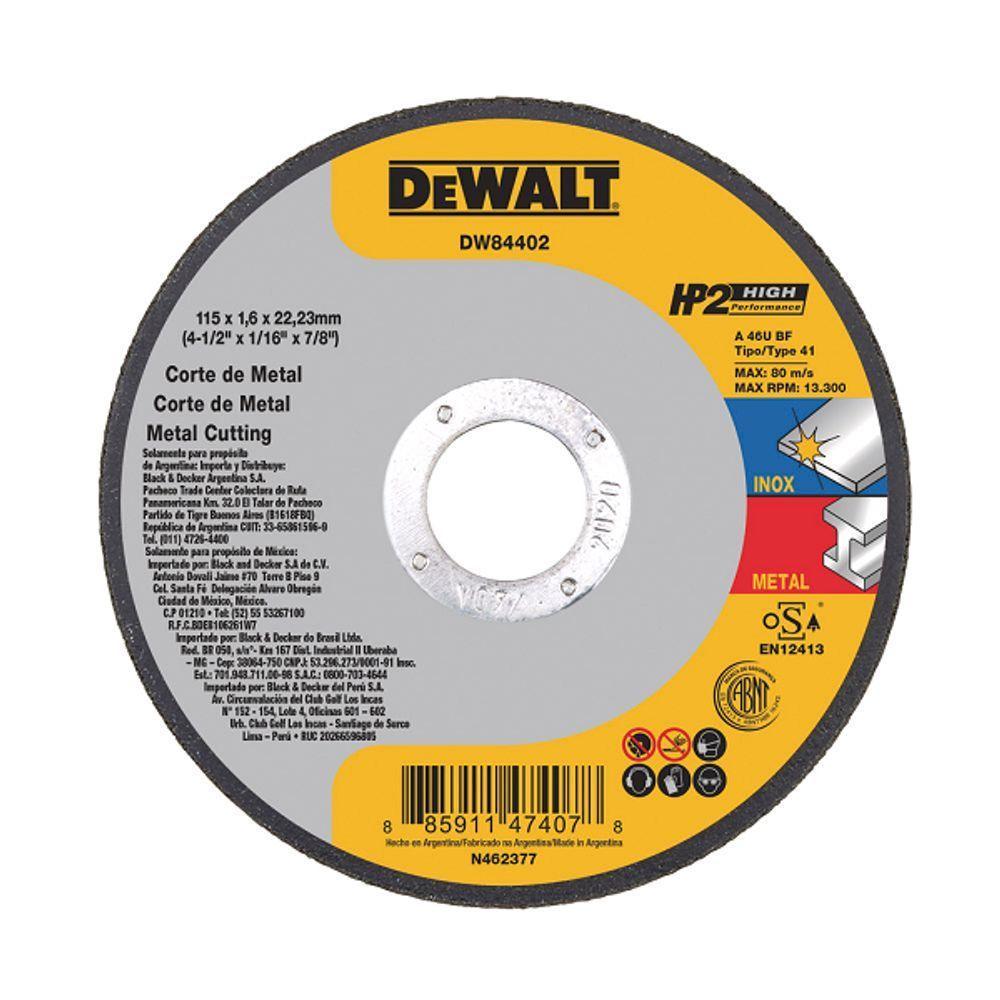 Disco De Corte Fino 4.1-2 Pol 115x1.6x22mm Dewalt Dw84402 - 1