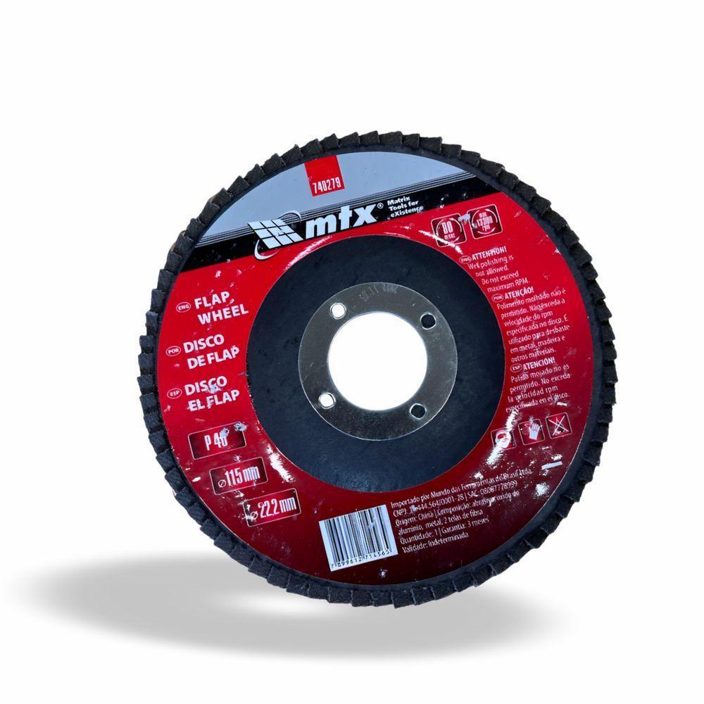 Disco De Lixa Flap 4.1-2 115x22mm Grão 40 Mtx 740279 - 3