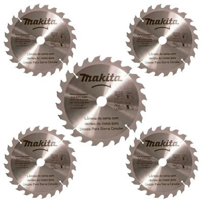 Kit Com 05 Discos De Serra Circular Para Madeira 7.1-4 185mmx2.2mm 24 Dentes Makita D-51340 único