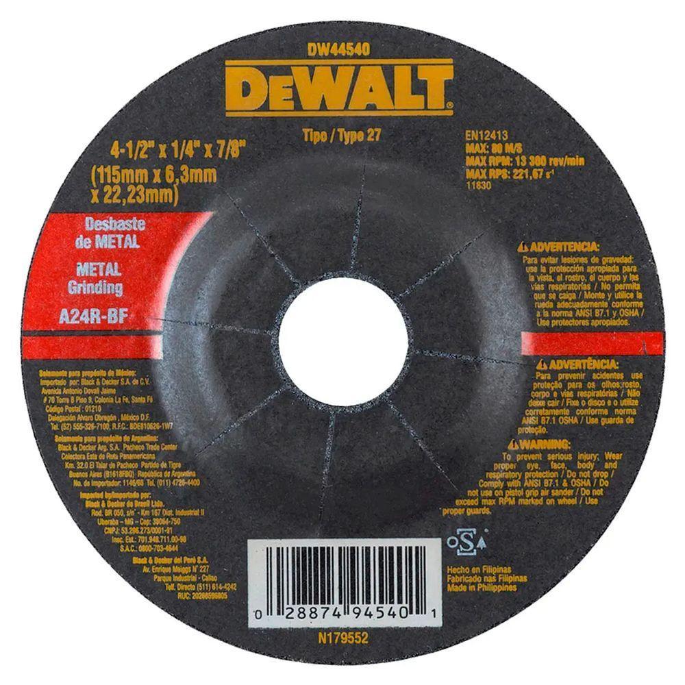 Disco De Desbaste 4.1-2 115x6.4x22mm Aço Dewalt Dw44540 - 1