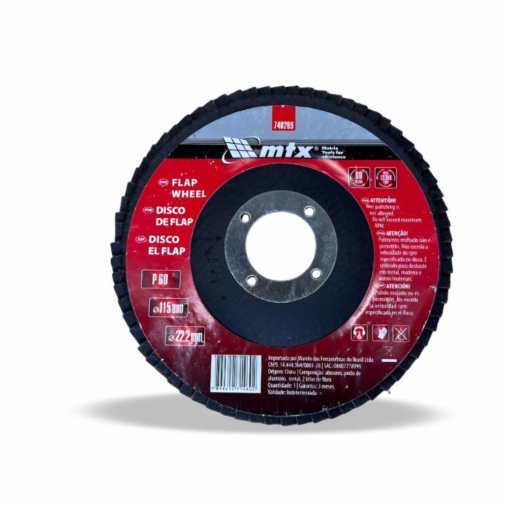 Disco De Lixa Flap 4.1-2 115x22mm Grão 60 Mtx 740289 - 10 Unidades - 2