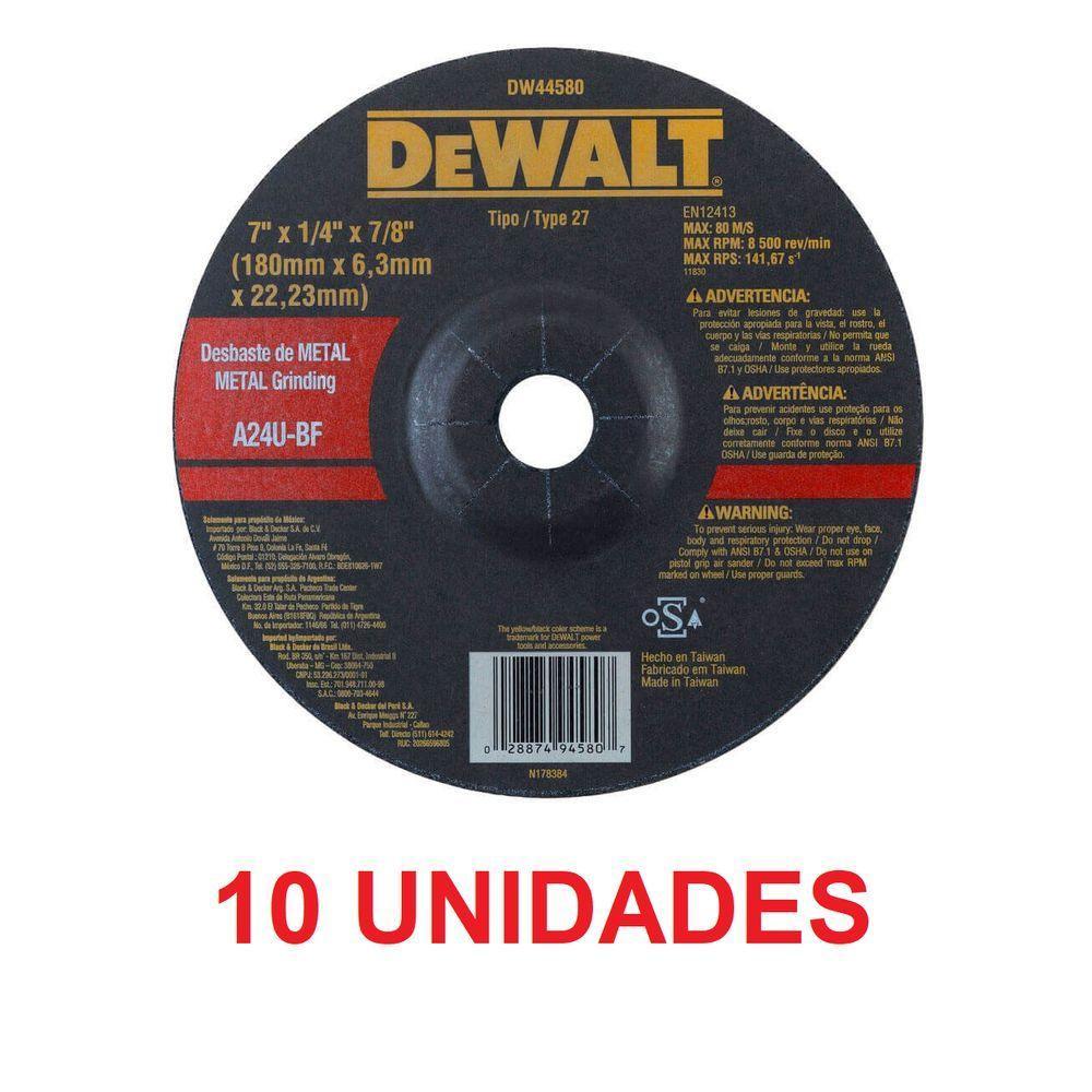 Disco De Desbaste 180x6.4x22mm Aço Dewalt Dw44580 - 10 Unidades - 1