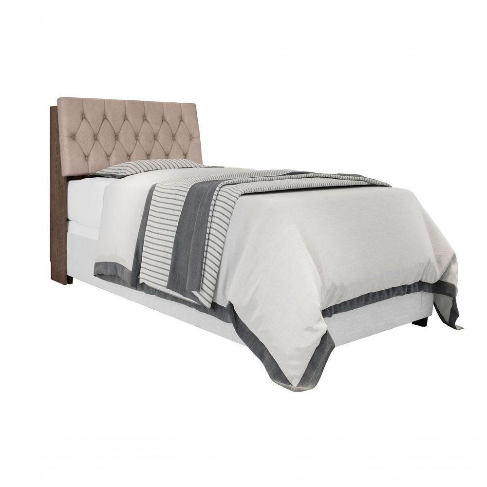 Cabeceira Box Solteiro Isis Chocolate Com Capitonê Bege - 1