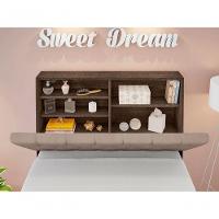 Cabeceira Box Solteiro Isis Chocolate Com Capitonê Bege - 3