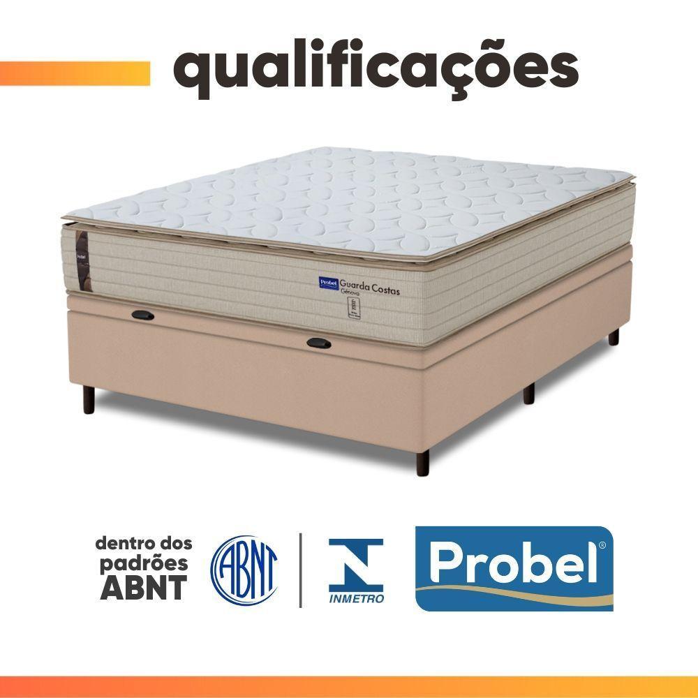 Cama Box Baú Casal Probel Molas Ensacadas Pillow Top 138x188x71cm Guarda Costas Genova Branco/bege - 6