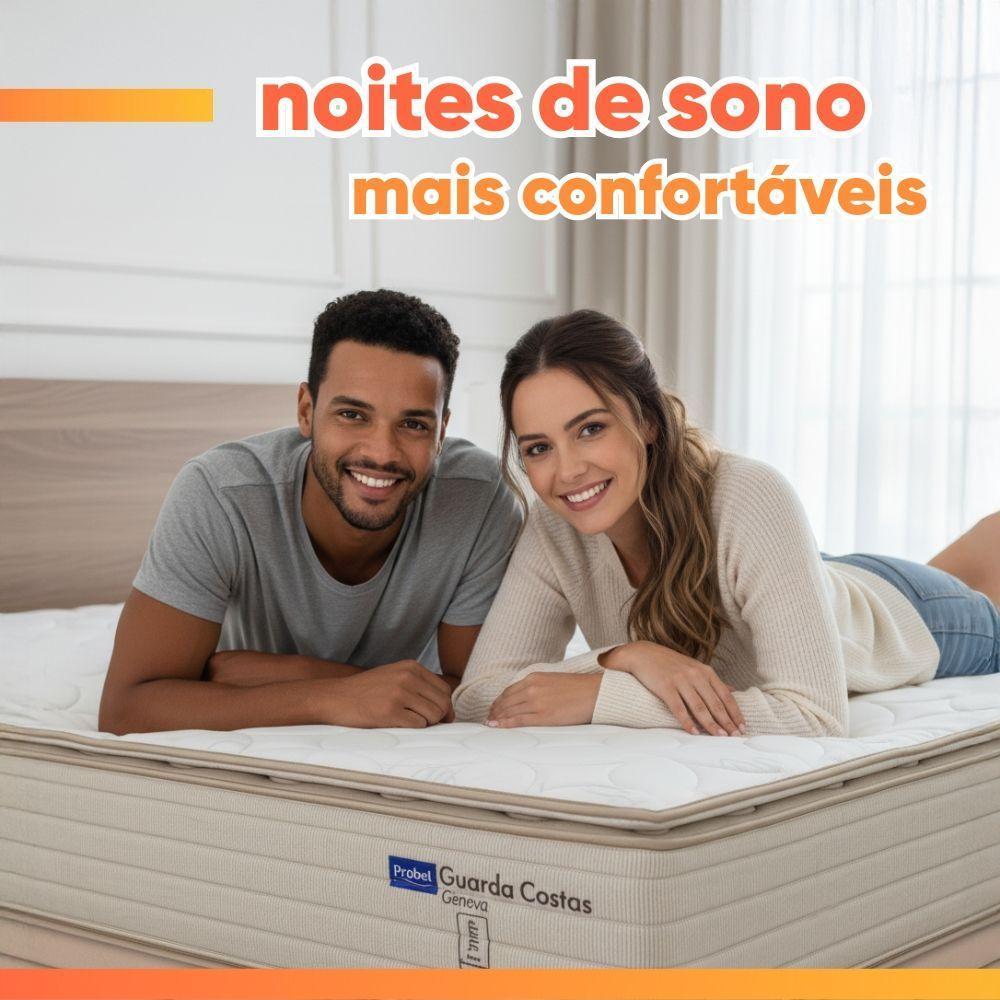 Cama Box Baú Casal Probel Molas Ensacadas Pillow Top 138x188x71cm Guarda Costas Genova Branco/bege - 7