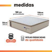 Cama Box Baú Casal Probel Molas Ensacadas Pillow Top 138x188x71cm Guarda Costas Genova Branco/bege - 3