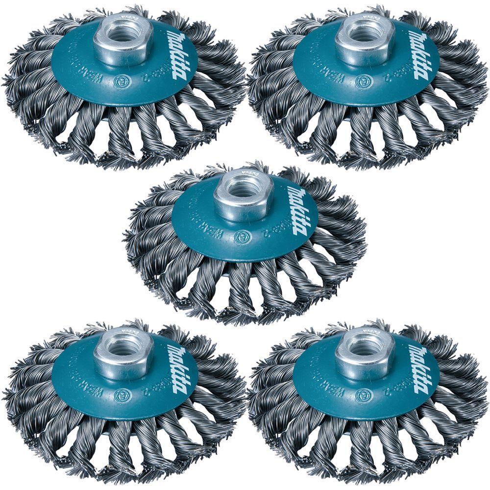 Escova De Aço Tipo Cônica Fio Trançado 100mm M14 Makita D-55407 - 5 Unidades - 1